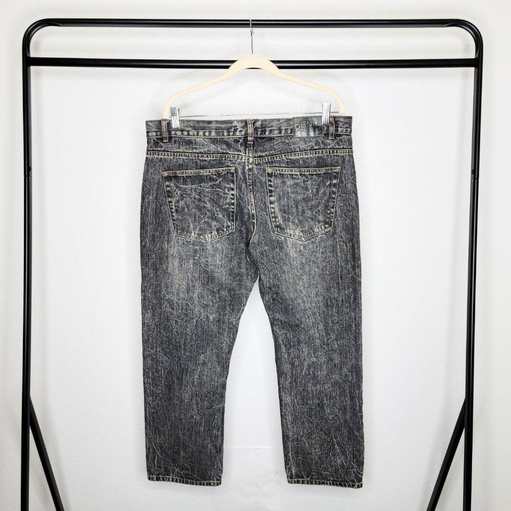 Denim Culture Men's Black Acid Wash Denim Distressed Design Front Jeans Size 38x - Picture 8 of 10